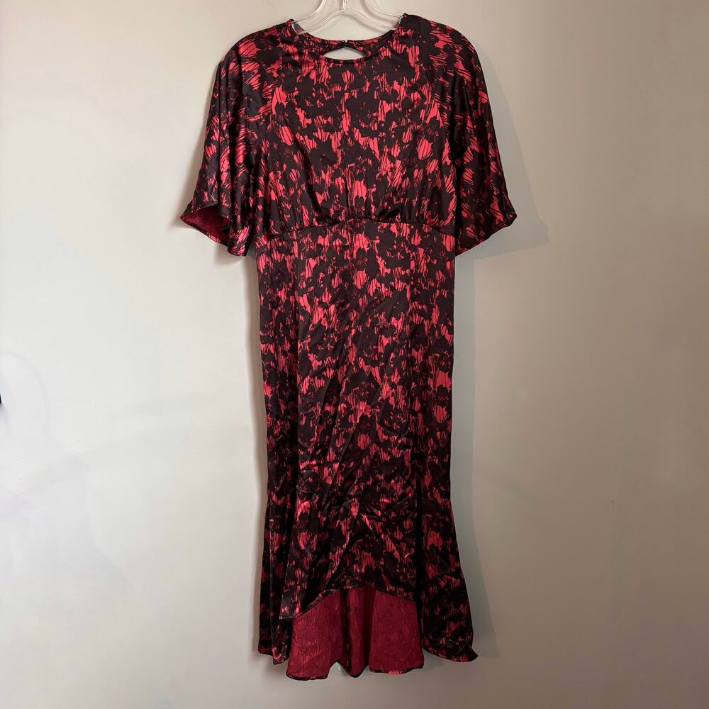 Chelsea 28 Red Black High Low Hem Silky Dress
